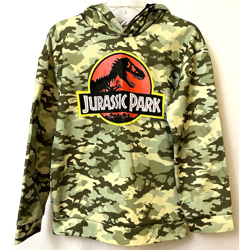 Jurassic Park Universal Pullover Green Dinosaurs Camouflage Sweater Size S